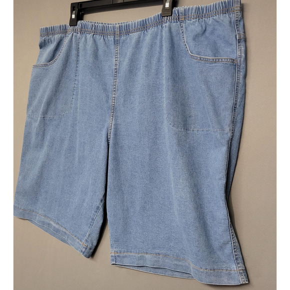 Just My Size Shorts Womens 4X Blue Denim Pull On Elastic Waist Pockets JMS2010D2 - Picture 5 of 11